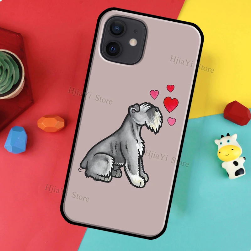 Cartoon Schnauzer Dog Cover For iPhone 16 15 13 Pro Max 12 Mini Plus X XR XS Max 11 14 Pro Max Phone Case