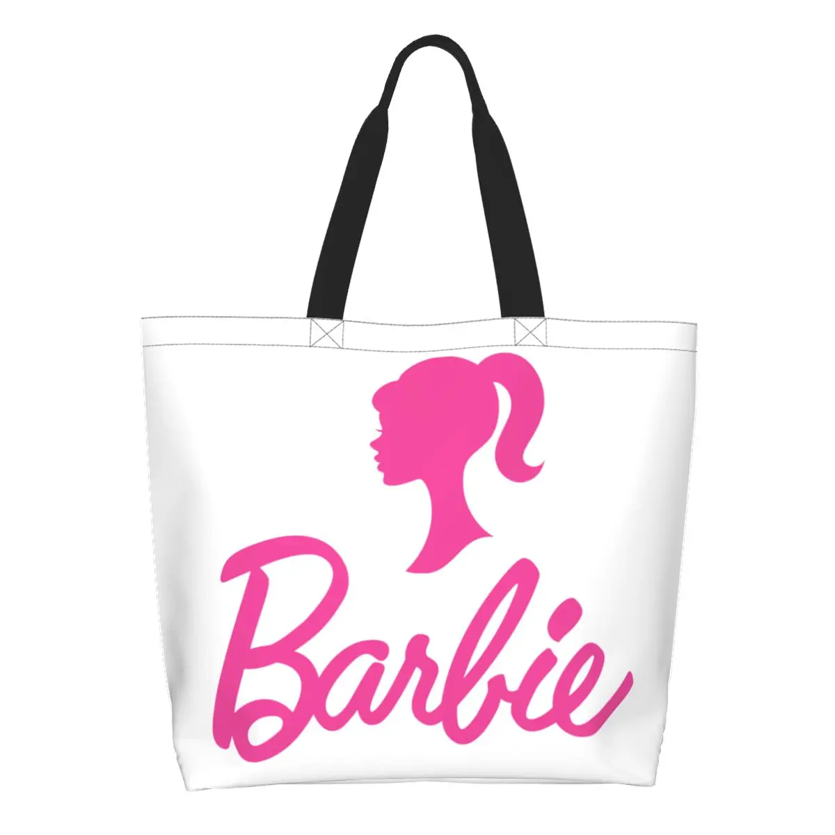 Barbie Logo Grocery Bag Large Capacity Ulzzang Stuff For Unisex Stylish Shoulder Bag