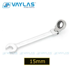 15mm Ratchet Wrench Spanner Flexible Head Dull Polish 72T Ratcheting High Torque Multitool