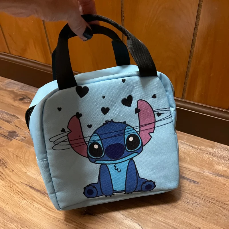 Stitch Lunch Bag Cute Large Capacity Storage Bag Cartoon Printed Bag Primary School Picnic Bag Portable Lunch Box Bag for Work