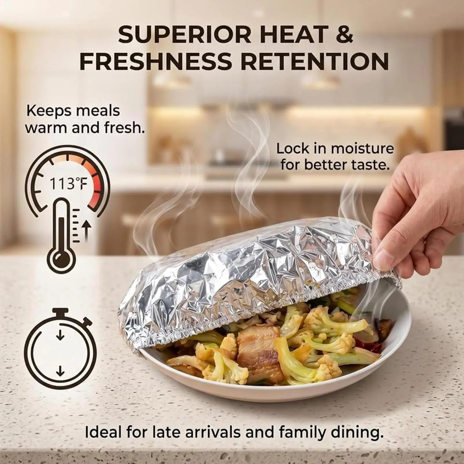 30 Pieces 20cm Reusable Aluminum Foil Food Covers, Heat-Resistant Elastic Insulation Cover for Bowl Pan Pot Dish Storage