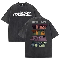 Camisetas con estampado de Gorillaz para mujeres/hombres, camisetas de verano de manga corta con cuello redondo, camisetas de algodón lavadas con gráficos personalizados
