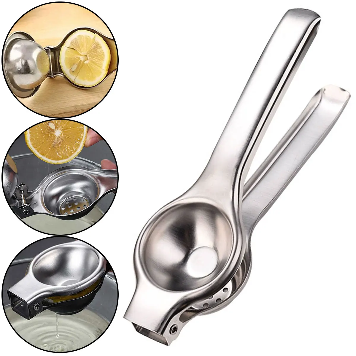 

1 Pc Lemon Squeezer 304 Stainless Steel Citrus Press Duty Fruit Squeezer for Drinks Rust-proof Non-Slip Manual Hand Juicer