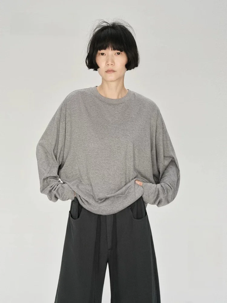 

Edition2025 Autumn New Long Sleeve T-Shirt Ebe3top011 Wool Lyocell Fiber round Neck Regular Fit Women's Knittedwear