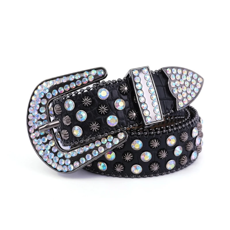 

M2EA Dainty Waist Belt Shinning Belts for Women Men Luxury Crystal Studded Waist Strap for Jeans Formal Dress