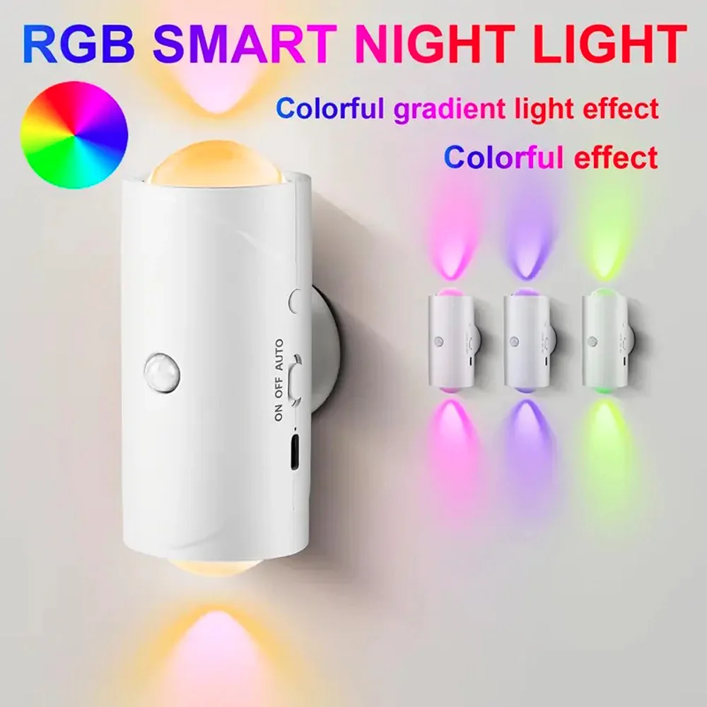 

Rechargeable Atmosphere Light Smart Induction Wall Lamp Motion Sensor LED Night Light Bedside Lamp for Room Bar Decoration