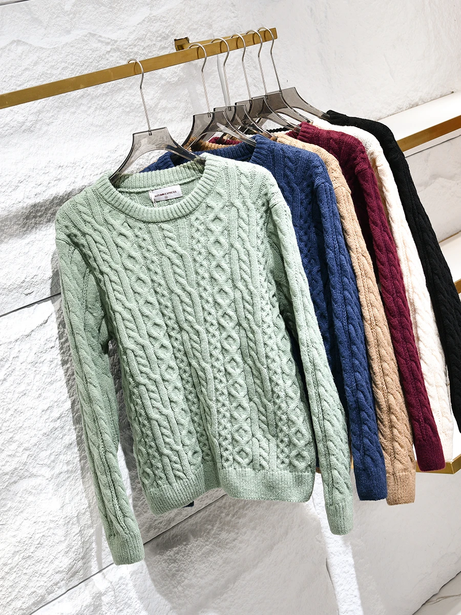 

Soft Cozy Vintage Men's Knitted Sweater round Neck Autumn Winter Fashion Straight Cut Long Sleeve Casual Youth Fashion City S...