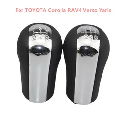 5 6 Speed Chrome Matte PU Leather Car Gear Shift Knob for TOYOTA Corolla RAV4 Verso Yaris Head Ball Gearshift Shifter Stick Pen