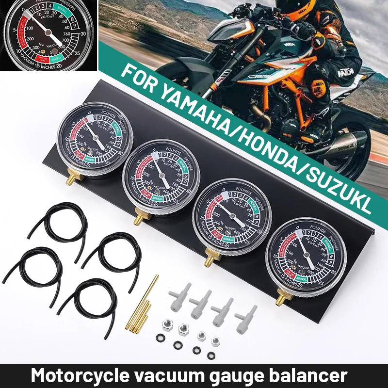 With Hose For 4 Motorcycle Carburetor Carb Synchronizer Kit Vacuum Balancer Gauge Synchronizer Tool Test Gauges Set