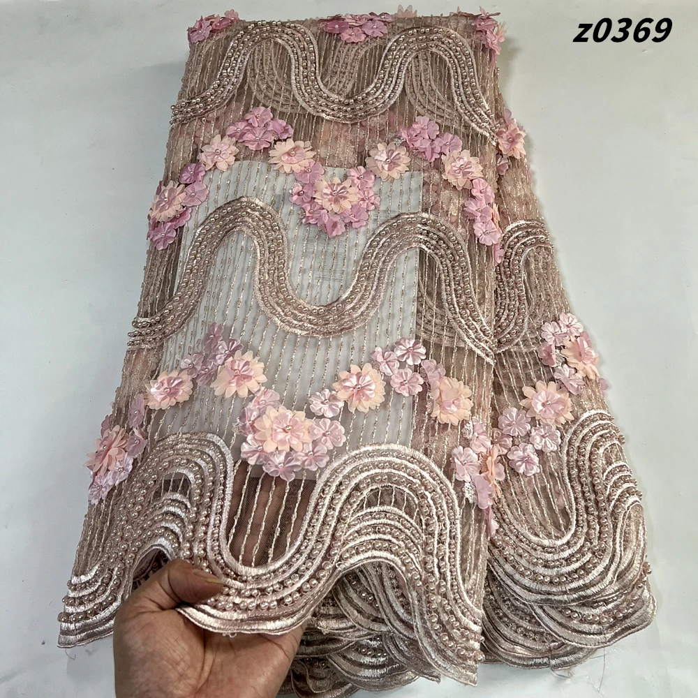 African Damask Fabric for Women, French Lace Embroidery, Nigerian Lace, Party Dress, Tailor, High Quality, 5 Yards, 2023, Z0369