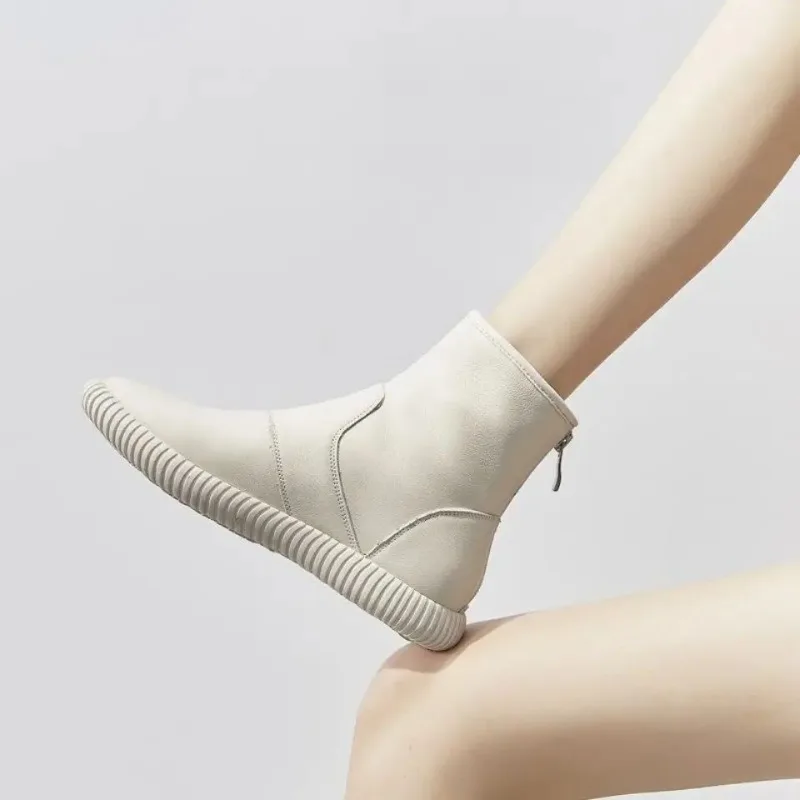 

Ботильоны, белые женские ботильоны на платформе, рабочие кроссовки, короткая обувь из массивной кожи для женщин, спортивная обувь на плоской подошве, 2025 из искусственной кожи