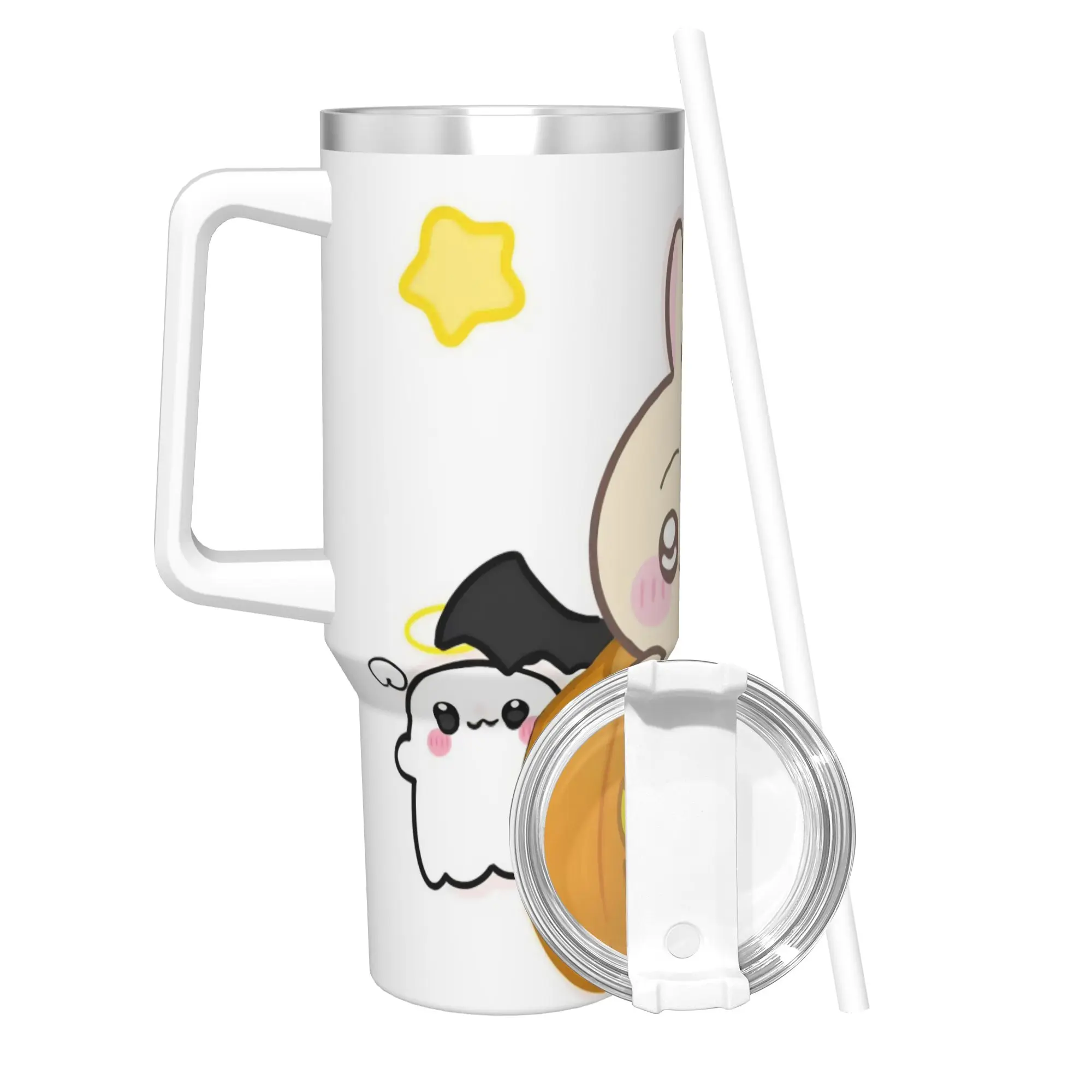 Stainless Steel Tumbler Chiikawas Halloween Kawaii Ghost Thermal Mug  Heat Preservation Hot Drinks Mugs Cup Camping Water Bottle