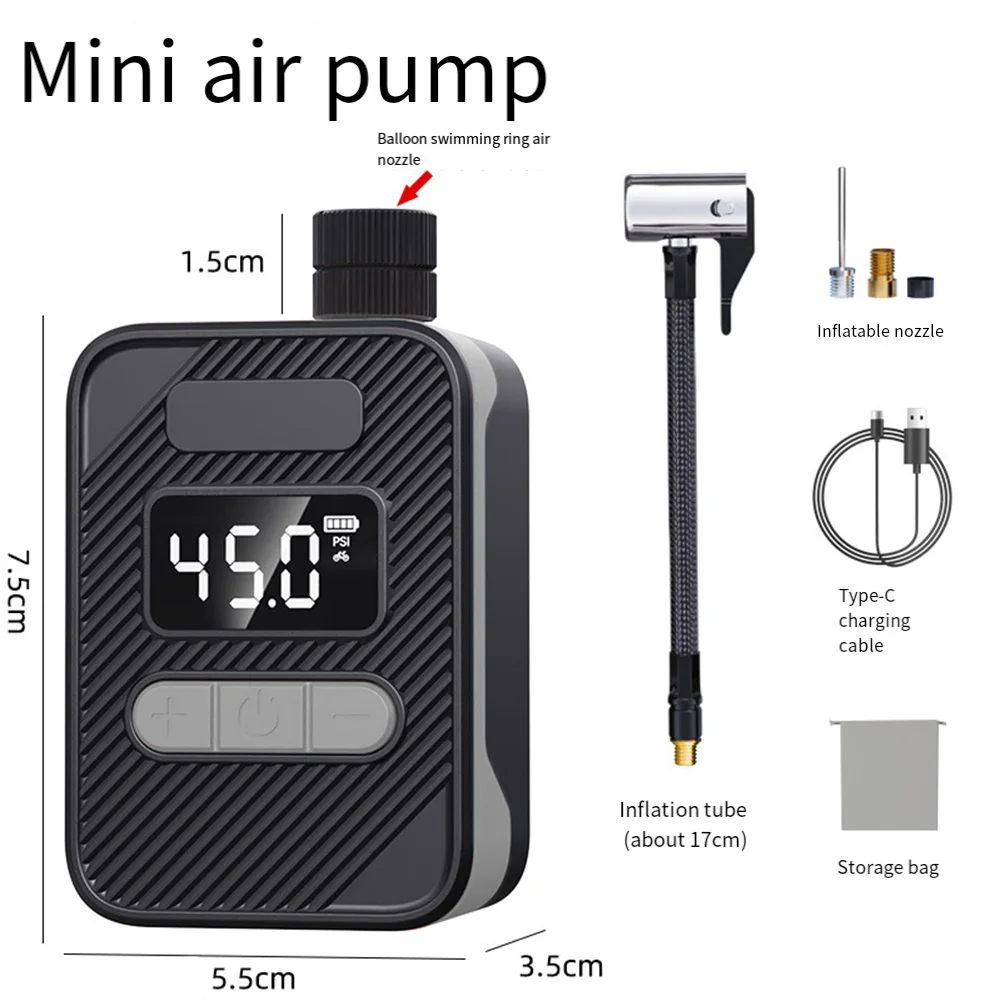 Compact 150PSI Electric Pump for Motorcycles for Quick Tire Inflation with Built In Pressure Monitor for Cyclists
