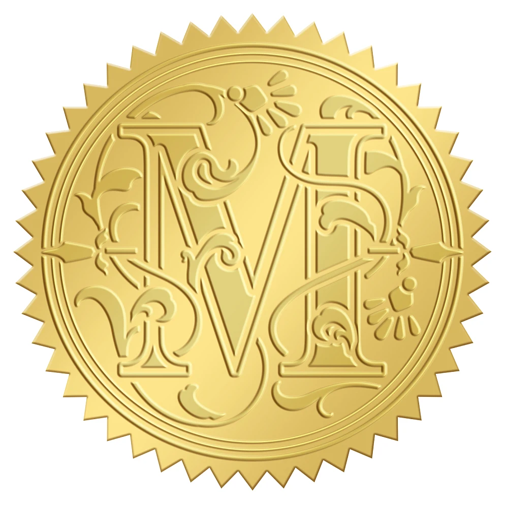 

Self Adhesive Gold Foil Embossed Stickers Medal Decoration Sticker Letter 5x5cm 4pcs/sheet