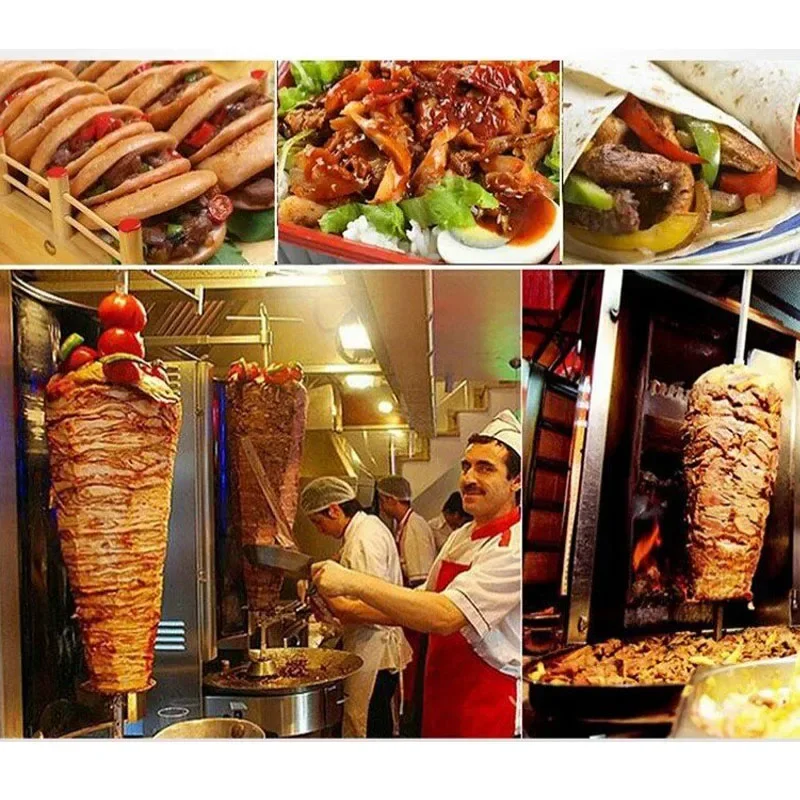 Gas Vertical Rotating Doner Kebab Machine Stainless Steel Shawarma Gyro Meat Roaster Commercial Kebab Grill