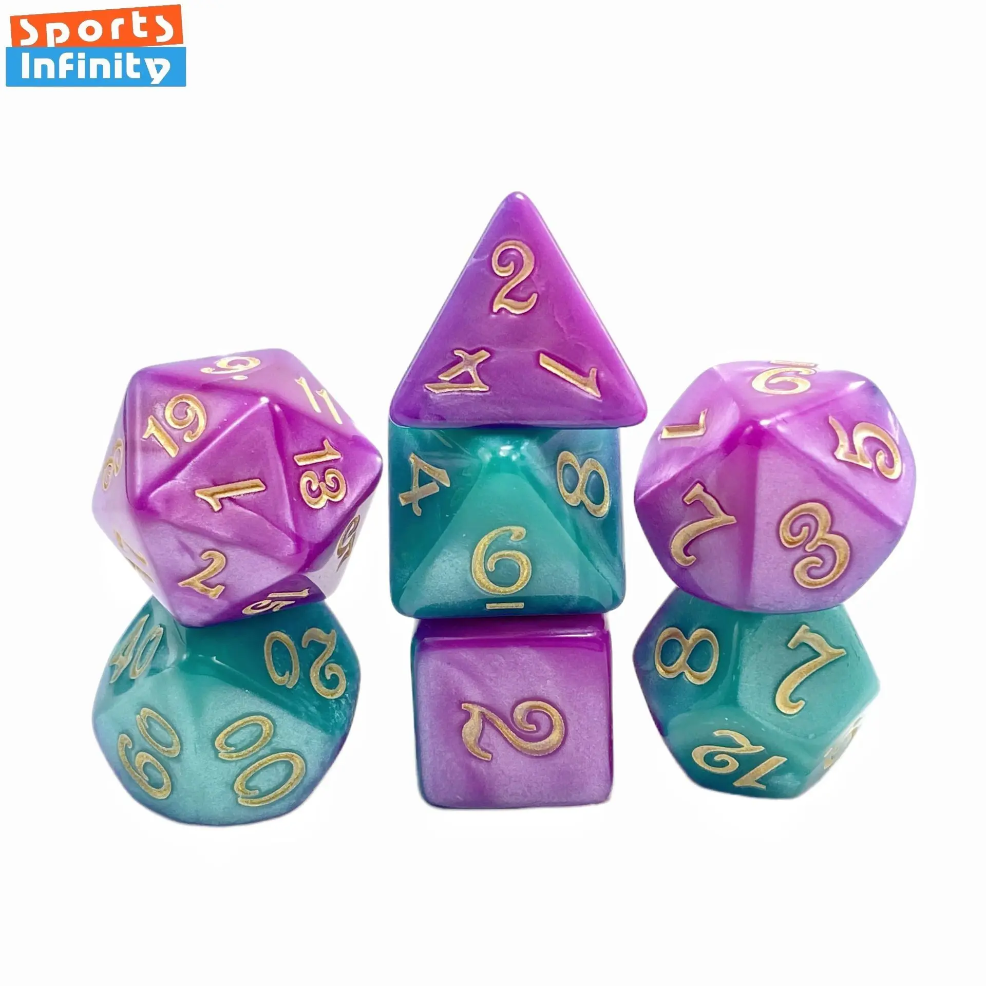 7Pcs of New Polyhedral Dice Dual Color Layered Dice Set Digital Dices Kit for TRPG RPG D20 D12 D10 D8 D6 D4 Table Board Game