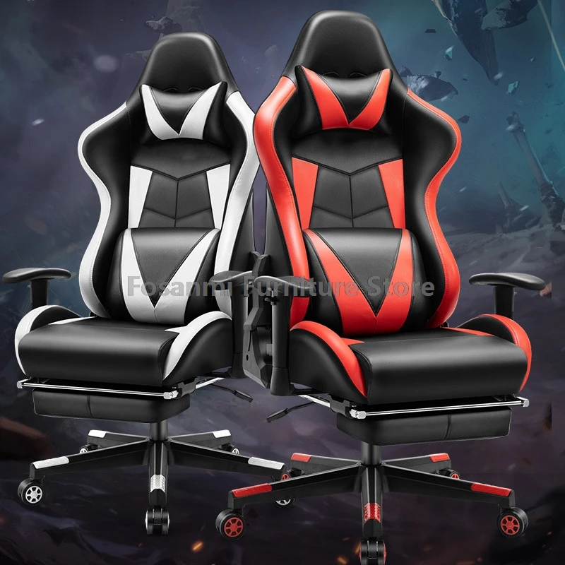 Racing Style Leather Gaming Chair with Adjustable Armrests Reclining Home Office Computer Chair Ergonomic Stylish Gamer PC Chair