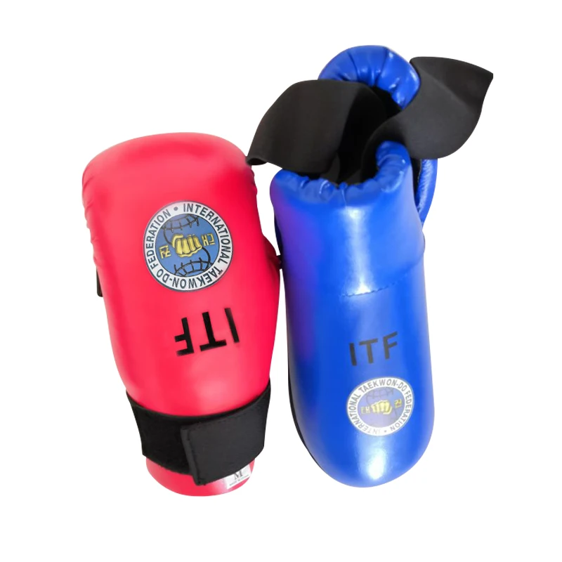 

ITF Taekwondo PU Leather Gloves Foot Ankle Guard Martial Arts Karate Training Protector Equipment