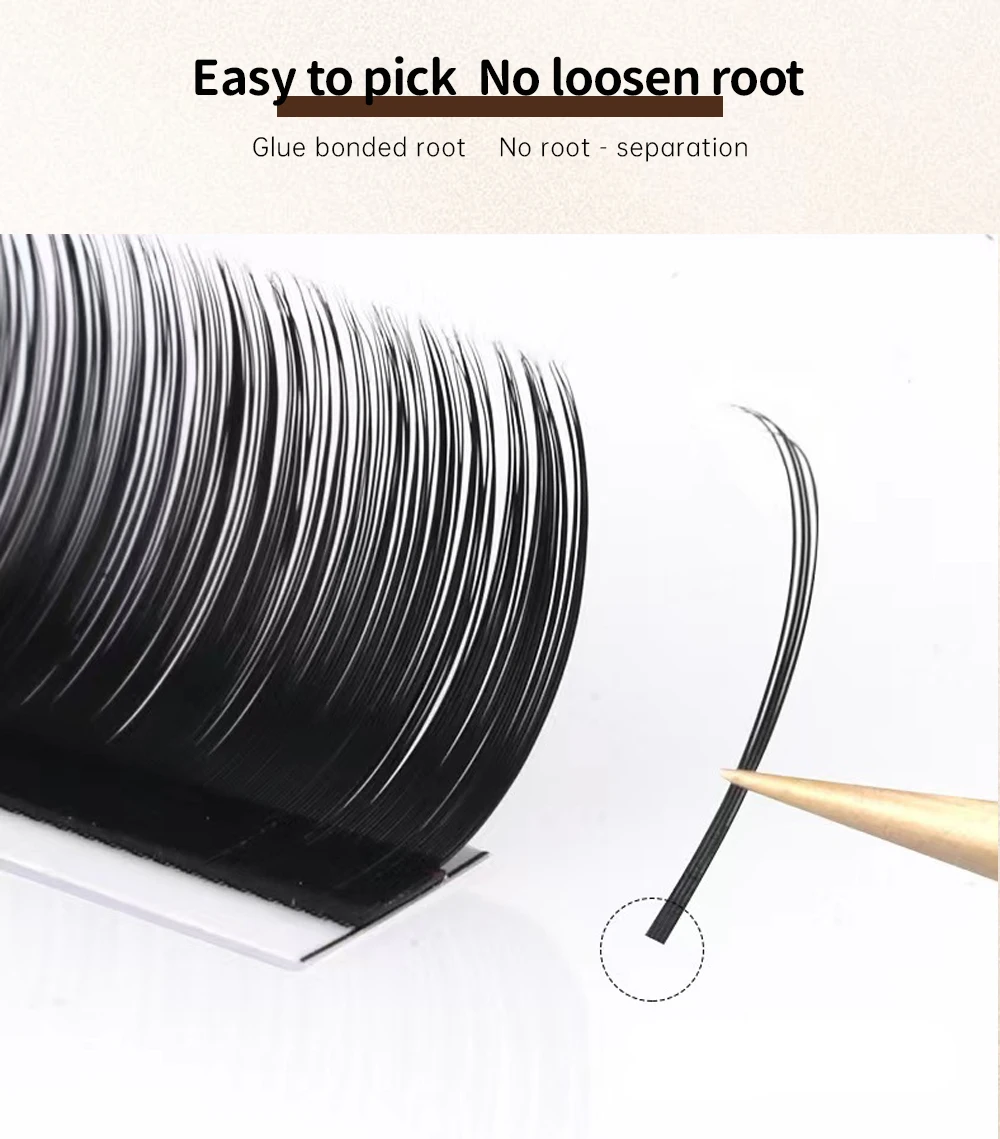Yelix 12-reihige Volumen-Wimpernverlängerungen mit Klebstoff, knickfrei, professioneller Salon- & Großhandelslieferant für Wimpern, Multi-Curl-Tray – Detail 2