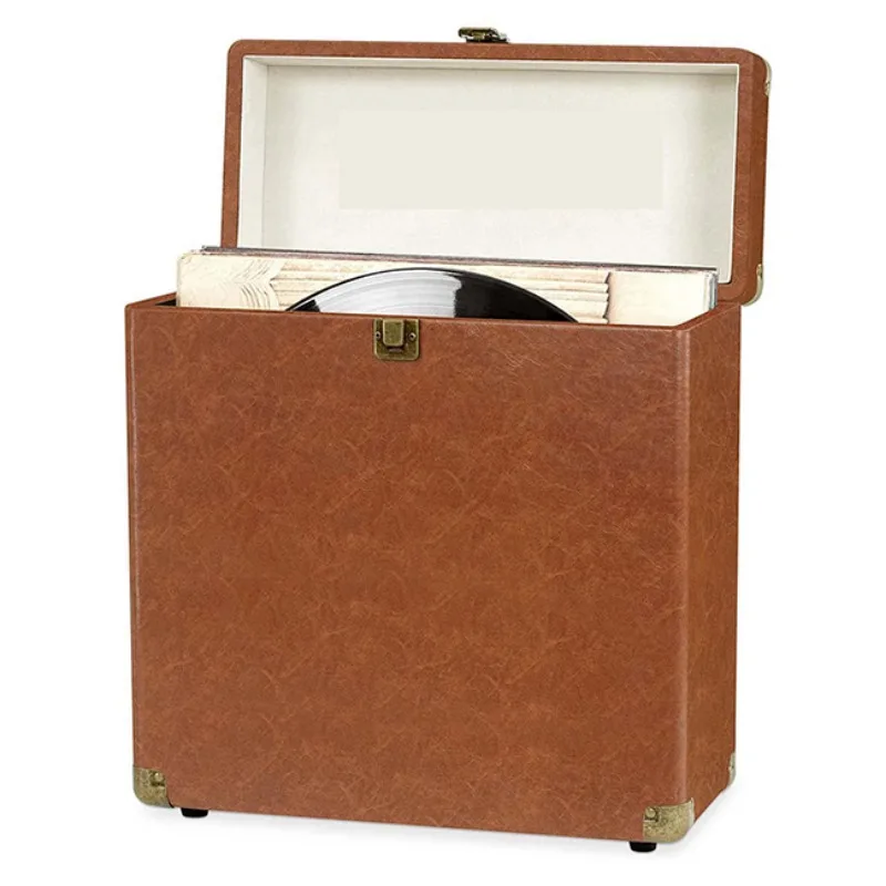 Hot selling low price portable Classic Wooden Gramophone Leather  record storage box