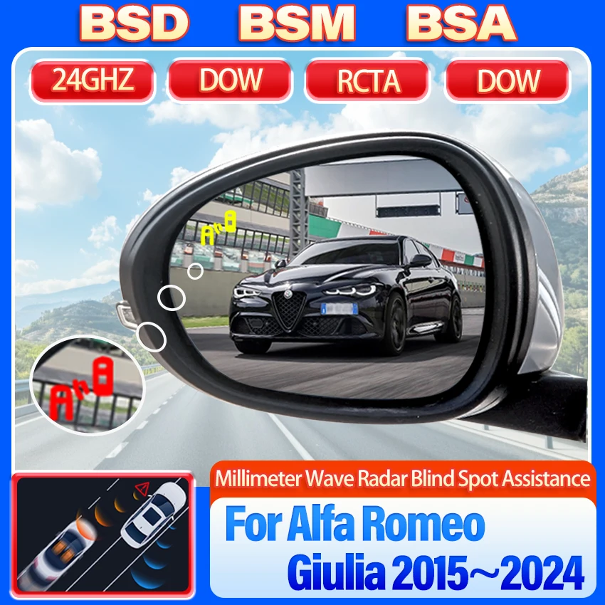 Car Mirror BSD BSM BSA Blind Spot Monitoring System Parking Sensor Assist Lane Changing For Alfa Romeo Giulia 2015~2024