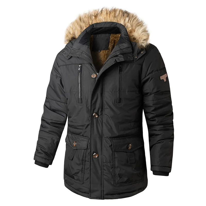 

Men's Hooded Cotton-Padded Jacket Warm Fleece Thick Winter Coat Large Size Padded Clothes for 2025