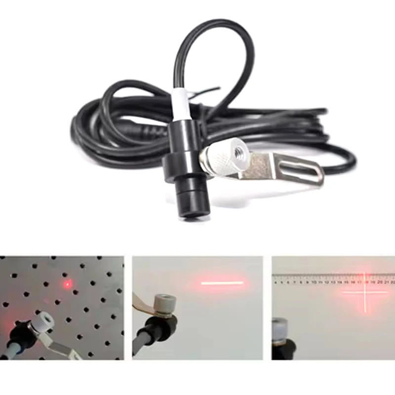 

635nm 10mW High Precision Red Dot Line Cross LIght Industrial Alignment Laser Module with Mounting 5V Adapter