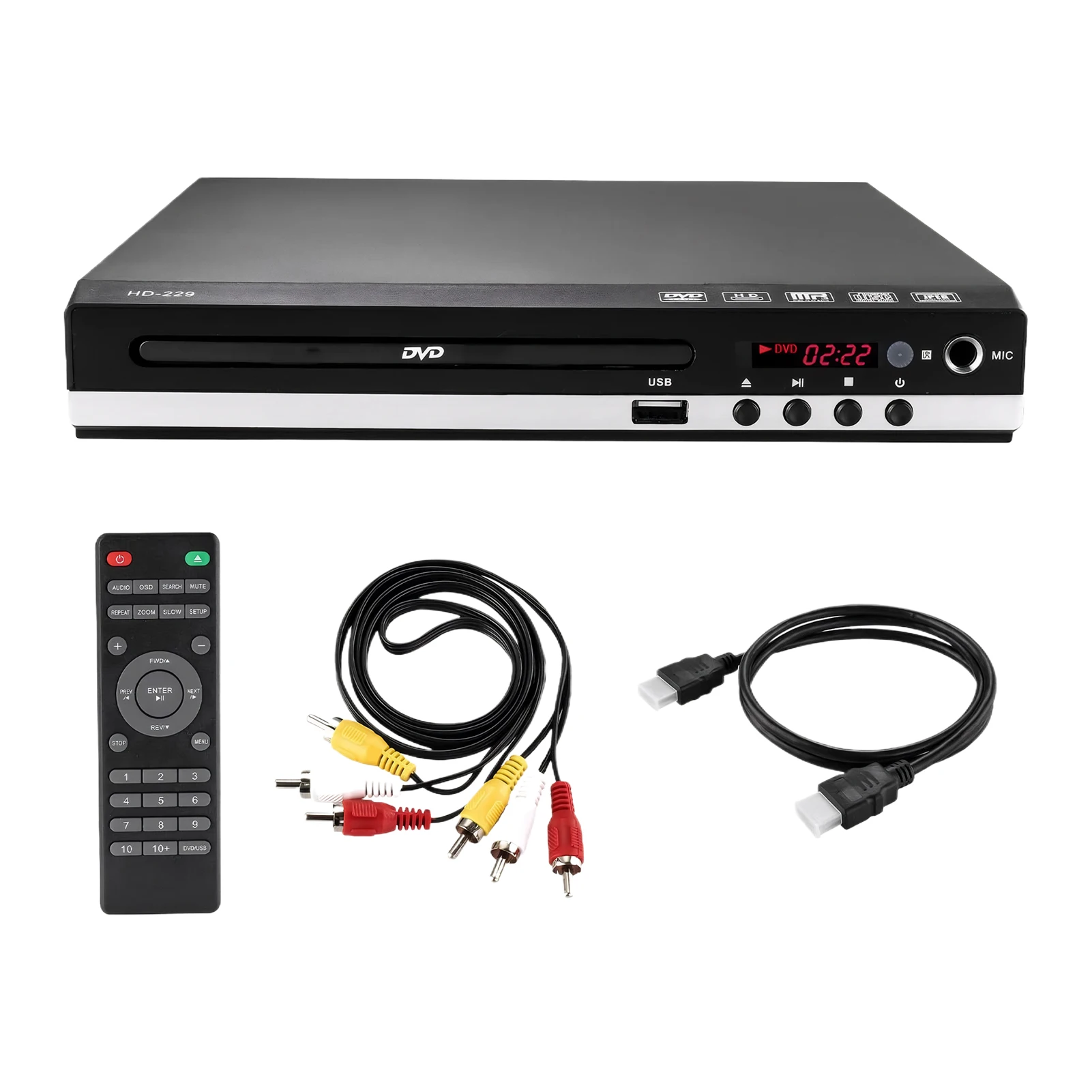 EU/US/UK Plug DVD Player For TV Home HD DVD Player B29 1080P High Definition CD/ EVD/ VCD Player with AV HDMI Output Microphone