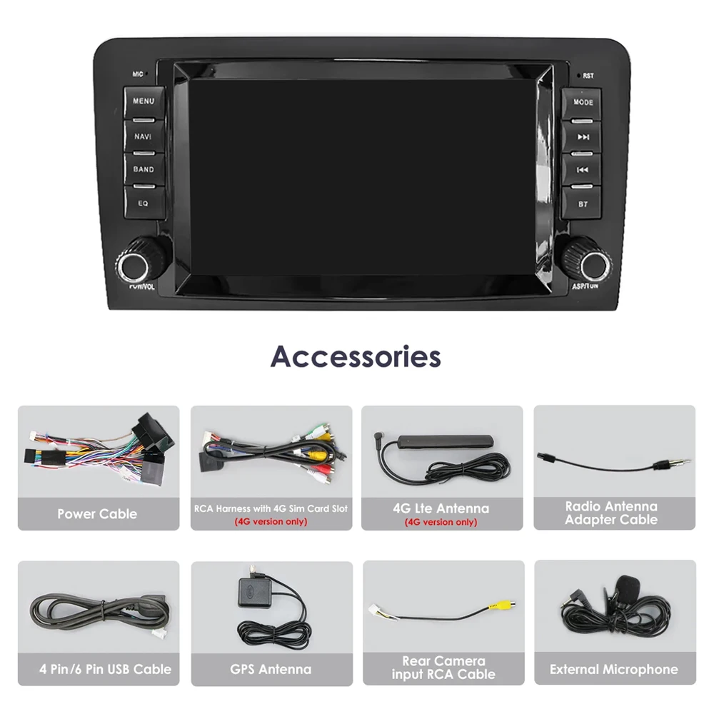 أندرويد 14.0 السيارات CarPlay لمرسيدس بنز ML الفئة W164 ML350 GL الفئة X164 بلوتوث الملاحة راديو السيارة مشغل وسائط متعددة