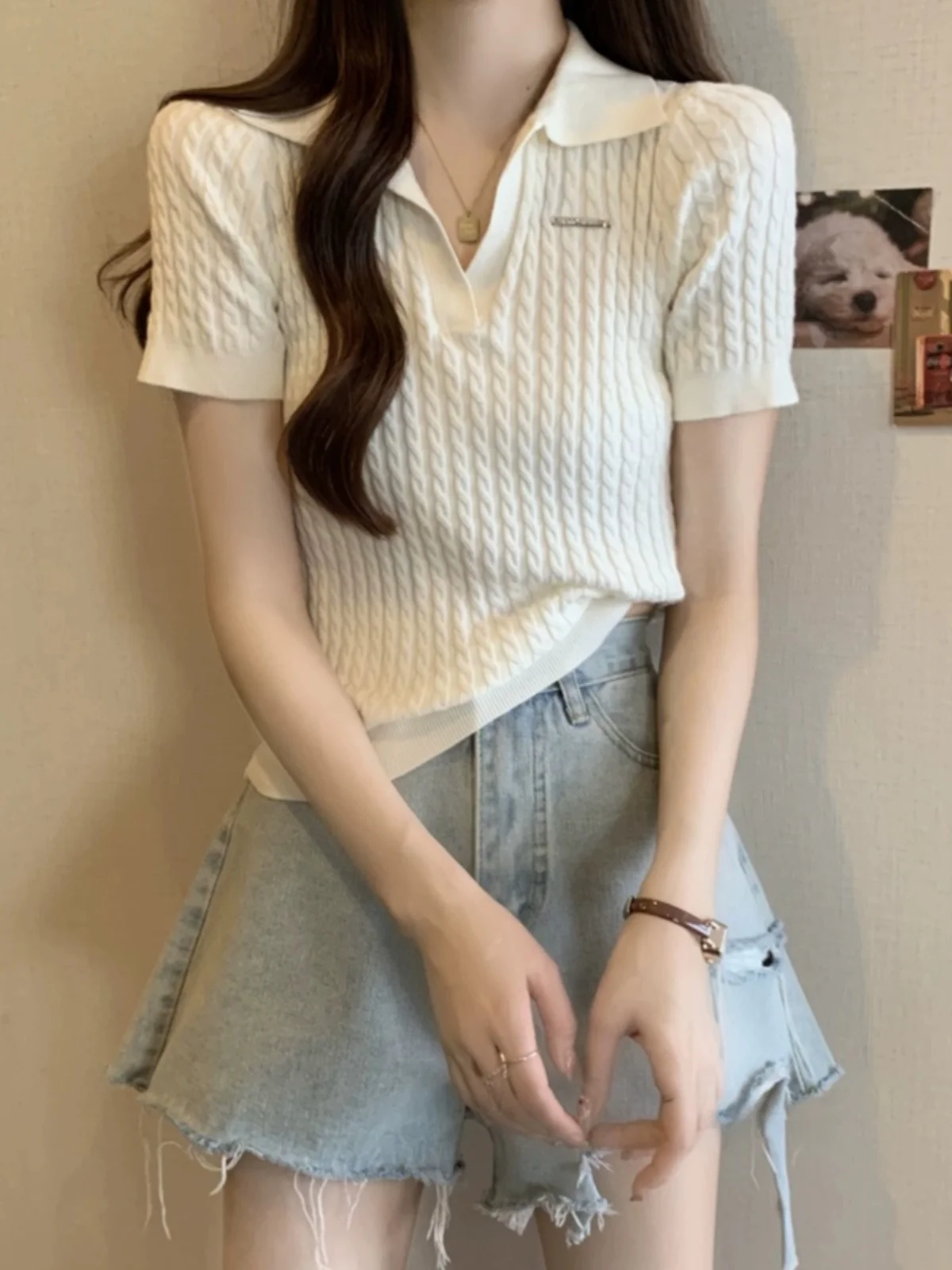 슬리밍 또는 아이스 실크 티셔츠 여성 여름 패션 안티에이징 탑 트렌디 한국 스타일 레귤러 핏 티셔츠