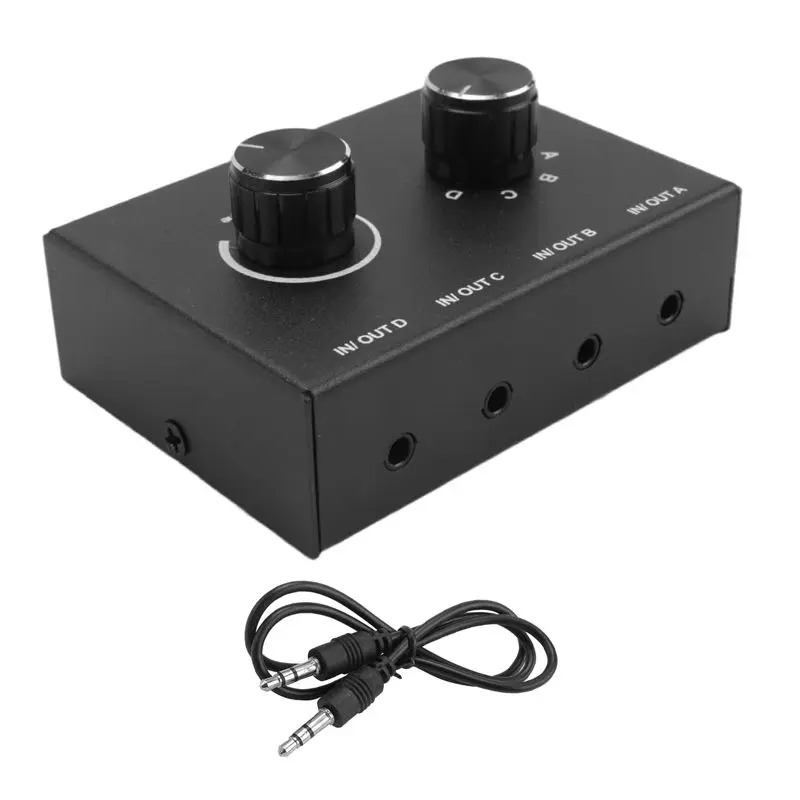 A42T-4 Port 3.5Mm Stereo Audio Switcher Support 1 In 4 Out Or 4 In 1 Out For PC Phone Laptop Headphone