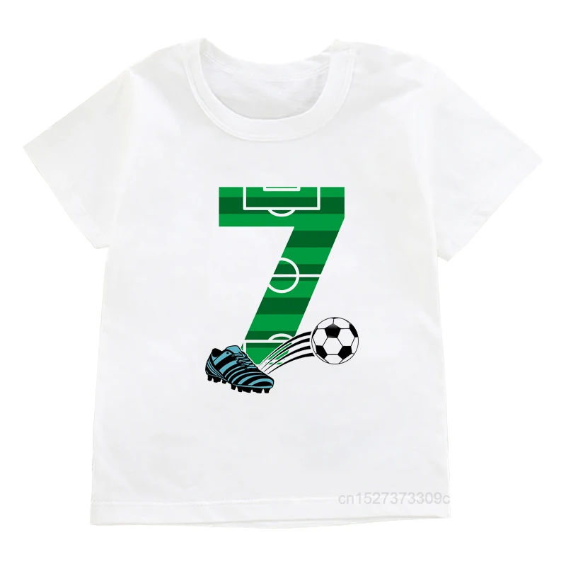 Happy Birthday Football Crown 1-7 Year Print Kids T Shirt Boys 8-11 Number Gym Shoes Design Tees Children Funny Gift Baby Top