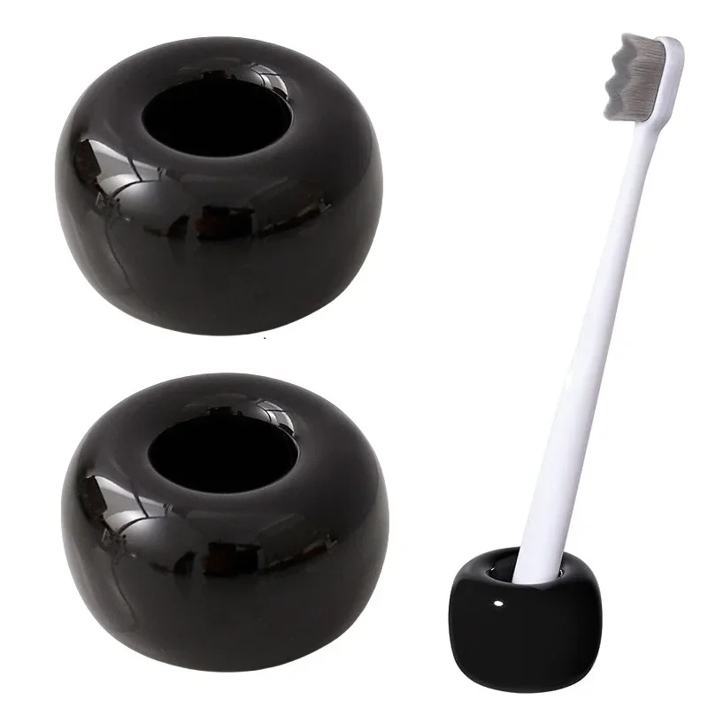 

2 Pcs/Pack Mini Ceramics Handmade Toothbrush Holder Stand for Bathroom Vanity Countertops,Toothbrush Head and Office Pen Holder