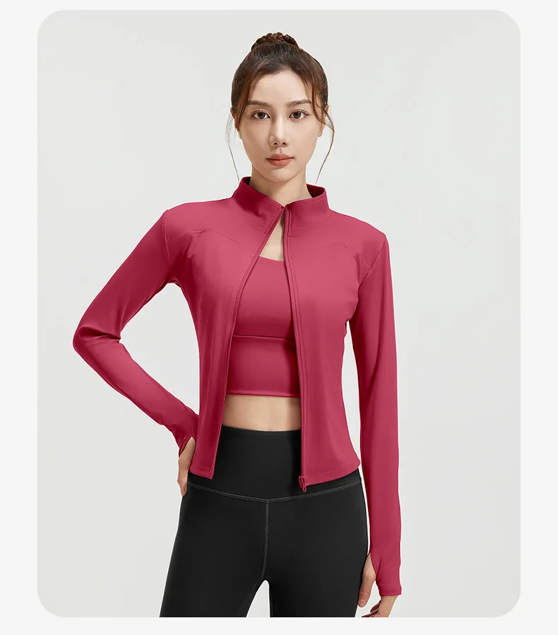 2026 Frühling Sommer Neue Yoga-Kleidung Windbreaker Damen Laufjacke Langarm Sweatshirt Sportjacken Damen Workout-Tops Activewear – Detail 34