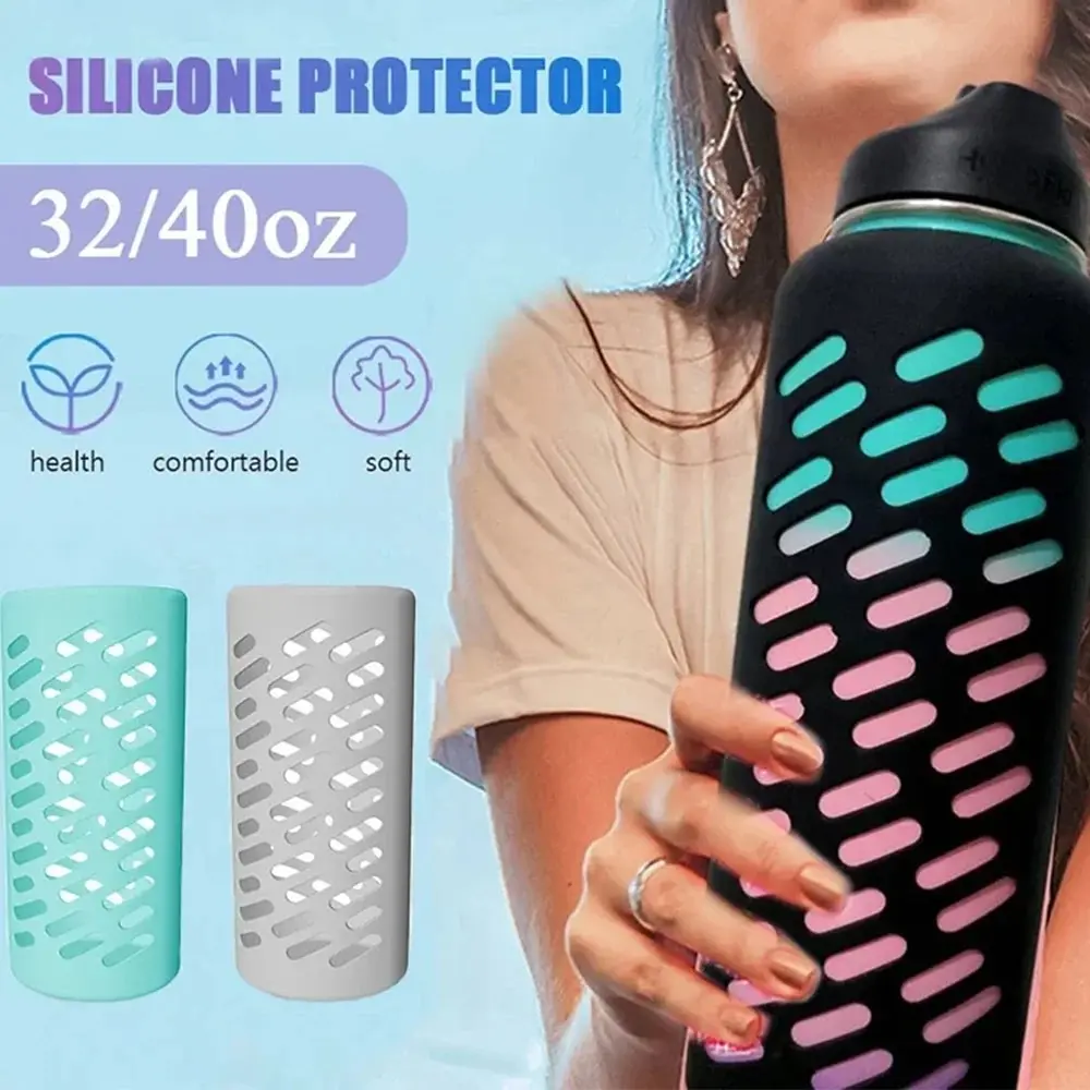 Silicone Straight Tube Cup Sleeve Heat Insulation Portable Anti-wear Glass Cup Sleeve Protective Sleeve Non-slip And Anti-hot