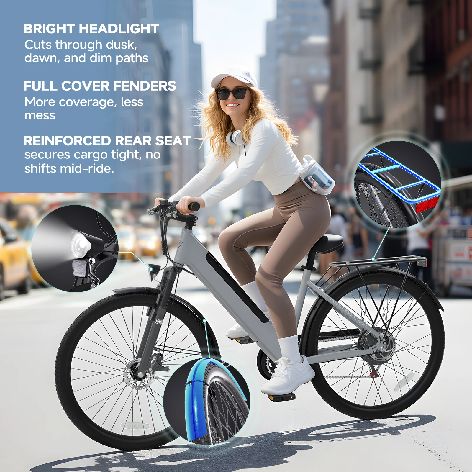 

1000W Urban Ebike, 26" Comfort Step-Through Electric City Bike, 48V 10.4ah Removable Battery, Soft Seat, Perfect For Seniors