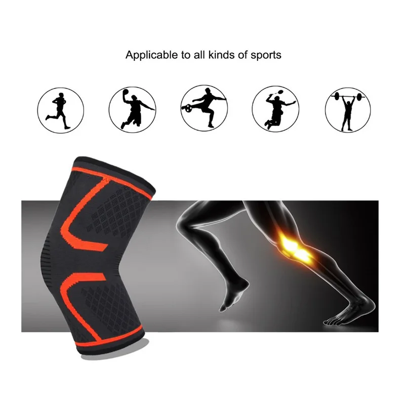 2PCS Fitness Running Cycling Knee Support Braces Elastic Nylon Sport Compression Knee Pad Sleeve for Basketball Volleyball