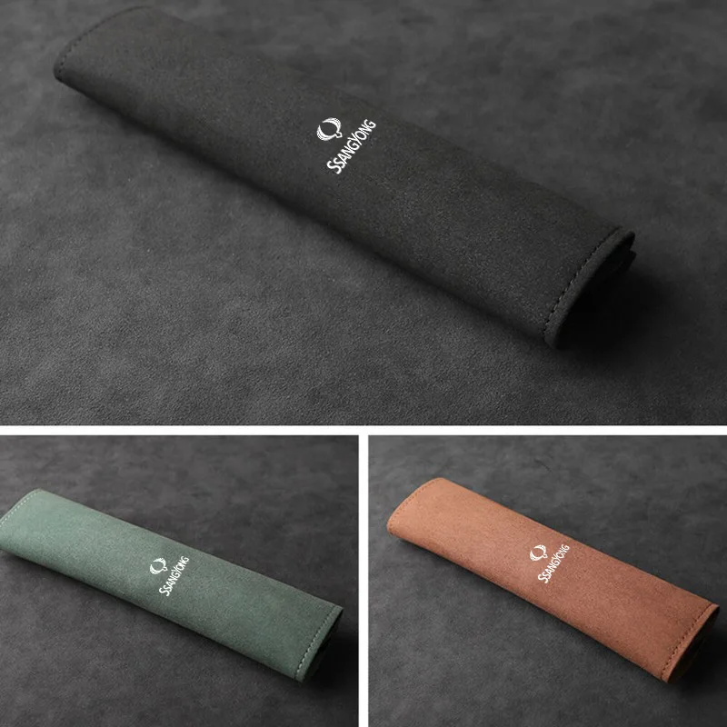 Car Seat Belt Cover Suede Shoulder Safety Protector Pad For SsangYong Actyon Sport Korando Rexton Kyron Rodius Tivoli Musso