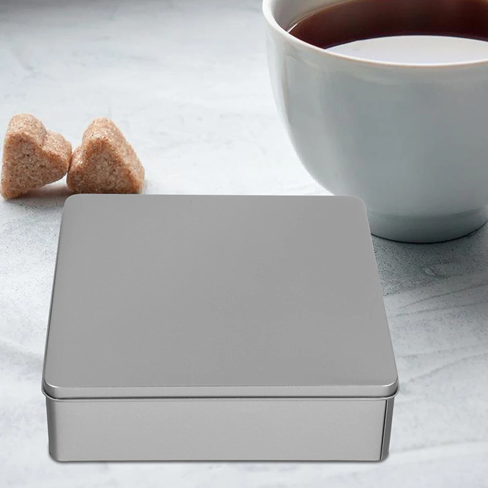

2pcs Square Storage Box With Lid Metal Tinplate Container For Cookies Candy Trinkets Large Capacity Household Organizer