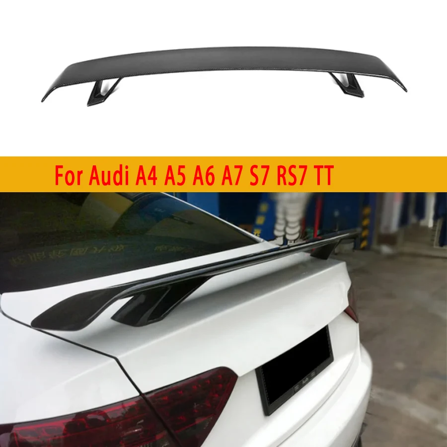 For Audi A4 A5 A6 A7 S7 RS7 TT Carbon Fiber Tail fins Rear Trunk Spoiler Guide Wing Rear Wing Diverter Car Accessories Body Kit