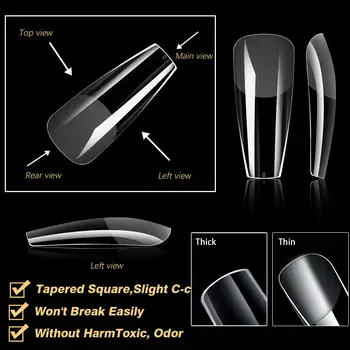 Nové měkké gelové falešné tipy 480 ks mandlové čtvercové rakevní francouzské polomatné falešné presované akrylové nehty plné krytí americké kapsle 10 nejlepší prodej Americké kapsle - №5
