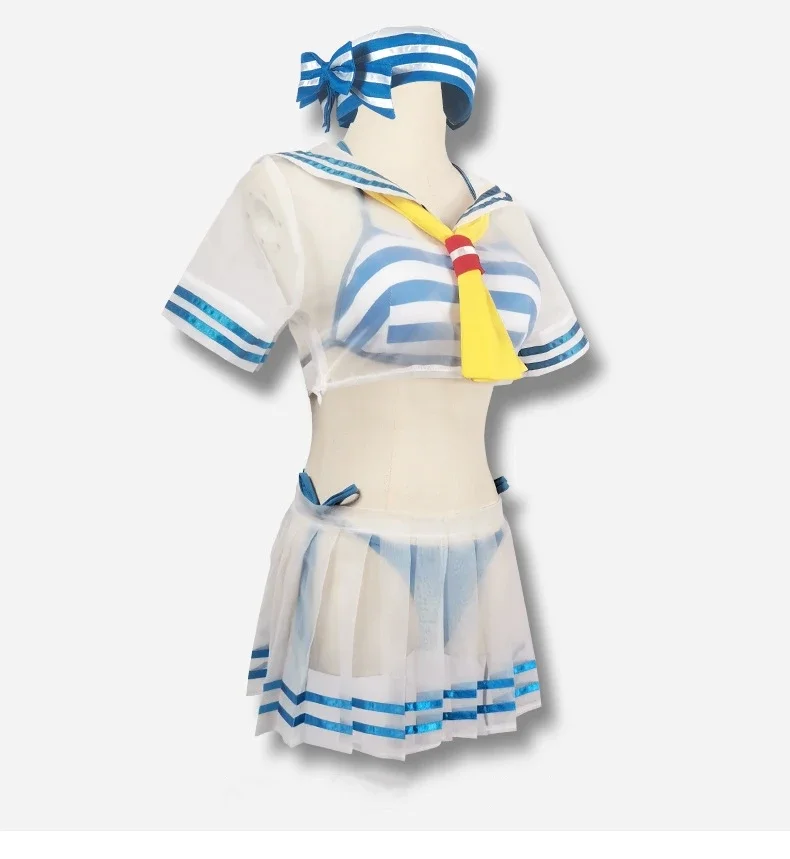 Ilustrasi Re: Hidup Di Dunia Yang Berbeda Dari Nol Rem Kostum Cosplay Swimwear Girls\' Sailor Suit Summer Short Skirt Clothing