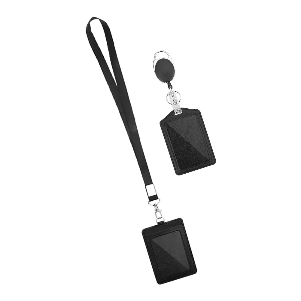 

PU Cards Holder Lanyard ID Cover Badge Accessories Portable Zinc Alloy Plastic Lightweight Practical