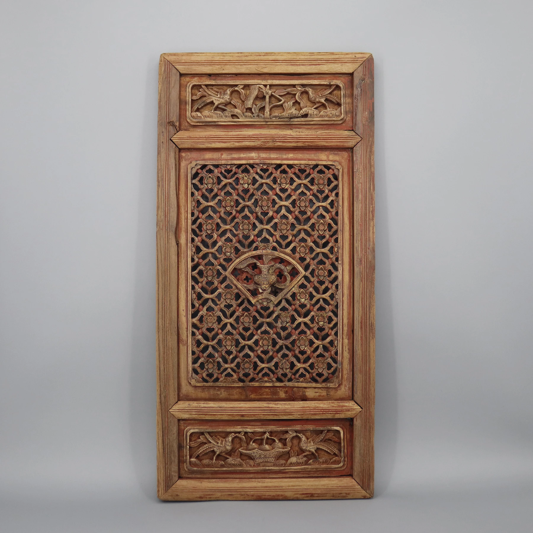 Old Window Panel, One Single Piece of Wood Carving, Home Decoration, Wall Hanging
