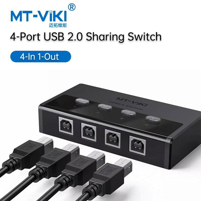MT-VIKI usb2.0 switch Selector For PC laptop shared mouse keyboard u disk printer Switcher Hotkey Software Control 4 in 1 out