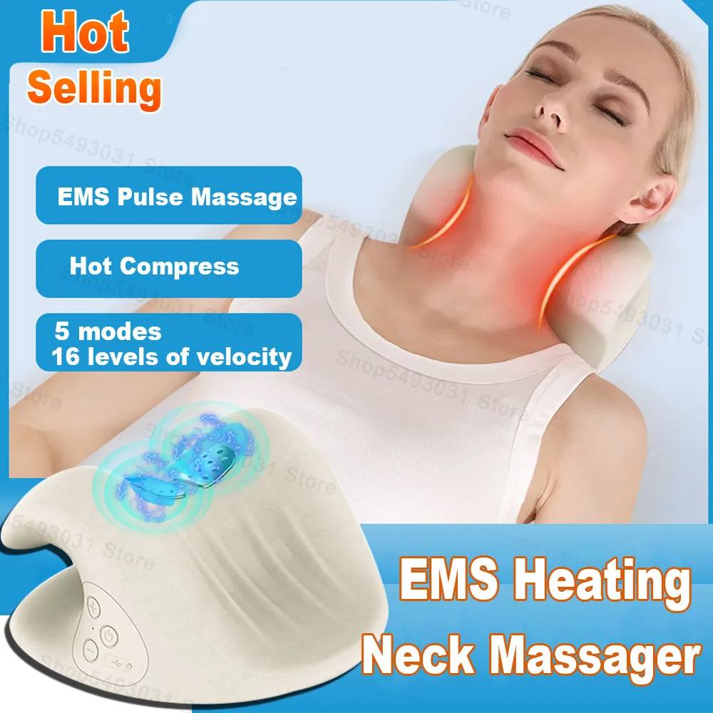 

Electric Ems Neck Massager Device Cervical Traction Pillow Massager Muscles Relaxation Hot Compress Masajeador Pillow Cushion