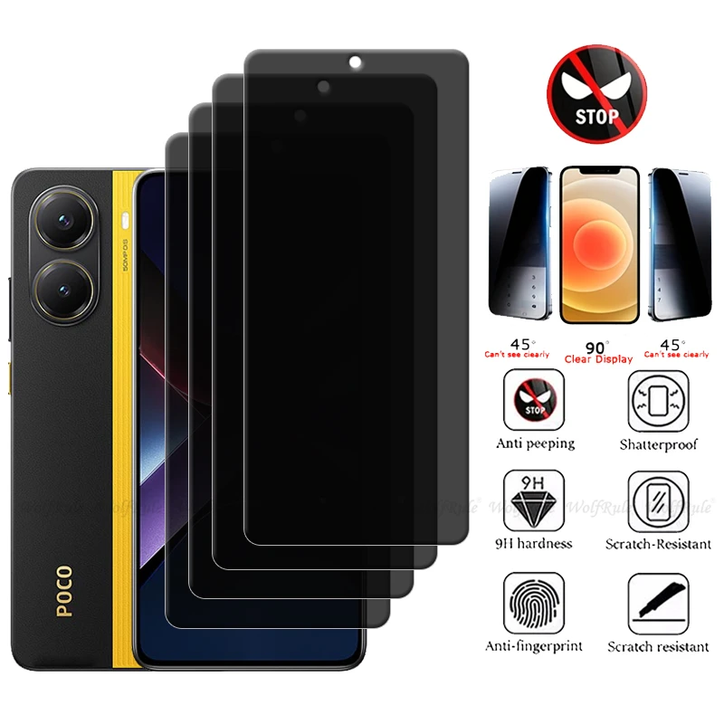 4/3/2/1Pcs For Poco X7 Pro Glass Xiaomi Poco X7 Pro Tempered Glass 9H Privacy Anti-Spy Cover Glue Screen Protector Poco X7 Pro