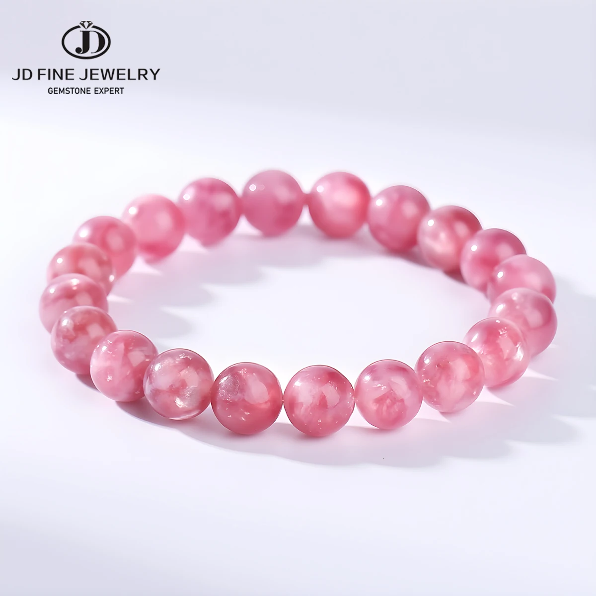 

JD Genuine Natural Stone Pink Chlorite Bead Bracelet Women Luxury Gemstone Reiki Healing Energy Stretch Bracelet Jewelry Gifts