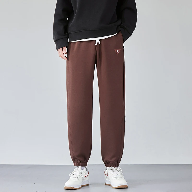 

Мужские модные спортивные брюки свободного кроя, весенне-осенние, повседневные, молодежные, со средней талией, тонкие, однотонные