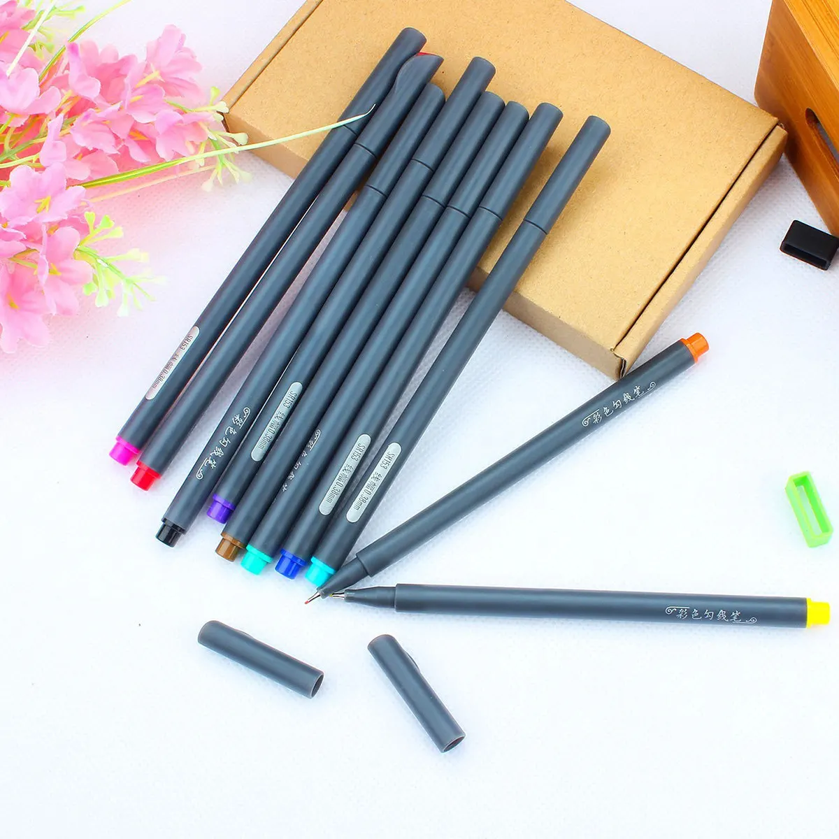 

10Pcs 0.38mm Fine Tip Color Pen Set No Duplicate Colors Intense Water-Based Ink for Manga Animation Graphic Design